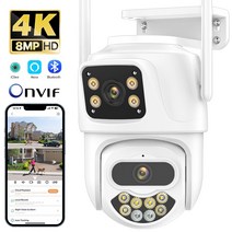 야외용 감시카메라 무선 IP 4K 8MP HD 듀얼 렌즈 외부 와이파이 PTZ 자동 추적 거리 iCsee, 1.8MP NO SD Card  EU 플러그