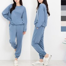 여성 무지 루즈핏 맨투맨 조거팬츠 세트 고시생 30대