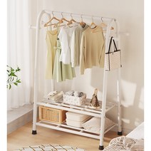 옷걸이 행거 수납 선반 수납행거 1단 2단, 블랙