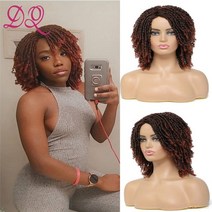 가발 통 인모 헤어 가채 스타일 dreadlock wig 합성 curly end ombre braided wigs with bangs african faux locs 163, 1b 350, 8인치, 1개