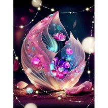 보석십자수 DIY 다이아몬드 페인팅 공작 새 백조 자수 판타지 꽃 모자이크 크로스 스티치 키트 수제 홈 인테리어, 20x30cm Round, KN2083