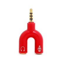 CHAIX U 자형 휴대폰 어댑터 3.5mm 스테레오 오디오 마이크 및 헤드폰 분배기 이어폰 어댑터 태블릿 컴퓨터 액세서리, 03 Red