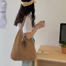 여름 라탄 가방 2023 프렌치 밀짚백 캐주얼 핸드백 휴가 비치 숄더 토트 에코 왕골 바캉스 백 팩