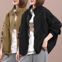 봄 가을 여성 자켓 집업 오버핏 투포켓 긴팔 점퍼 블루종 데일리 아우터 빅사이즈 M~3XL A88