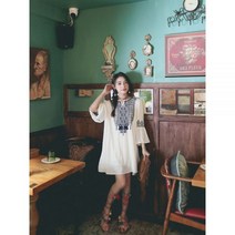 린넨 원피스 자수 리넨 드레스 코튼