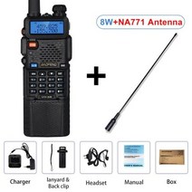 생활용 무전기 3800mAh 높은 전원 8W Baofeng UV5R 워키 토키 듀얼 디스플레이 밴드 휴대용 UHF VHF BFUV5R, 3800mAh 8W Add NA771+호주 표준