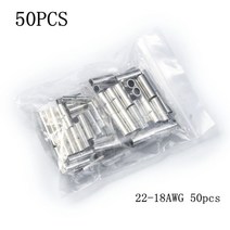 600/150/100/50Pcs AWG 22-10 구리 주석 도금 스플라이스 압착 단자 슬리브 버트 와이어 커넥터 베어 터미, 02 50pcs 18-22AWG
