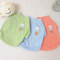 펫라이엇 강아지옷 봄 여름 티셔츠 토끼 패치 티셔츠, SS1-30_그린