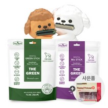 더그린 덴탈스틱 강아지껌 그린 믹스 80P -300g 간식증정