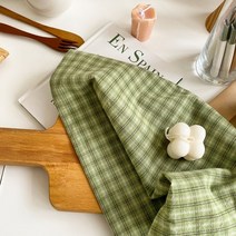 목화베리 키친크로스 테이블매트 면거즈 린넨 체크, 로맨틱그린, 1개