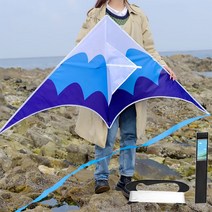 ZooPark 설산연 삼각긴꼬리 가오리연 얼레포함세트, 푸른색, 푸른색