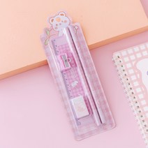 고속카메라 초고속카메라 5 개/대 만화 곰 고양이 연필 지우개 눈금자 숫돌 학교 용품 문구 2021, 03 Bear Pink