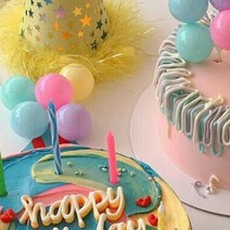 데코레이션 케이크 파스텔 풍선 하트 별 토퍼 데코픽 3type, 스타