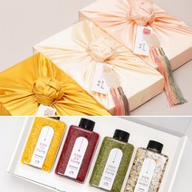 소금공장 감동 4조 민옥노리개 꽃망울 보자기답례품 1200g 핑크솔트 소금답례품 웨딩답례품 조문답례품 명절선물 고희 칠순답례품, -핑크+함초, 복분자설탕+클로렐라쌀