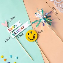 포차코 케이크토퍼 데코픽 생일 장식 귀여운 피규어 입체 강아지 캐릭터 풍선 파티 촬영, 스마일 하트 배너(10세트)