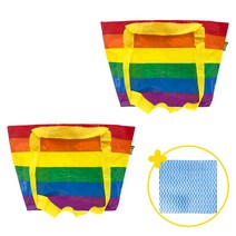 행주증정 이케아 스토르스톰마 무지개 장바구니 13L 타포린백 가방 수납 시장 마트 보관, 2개