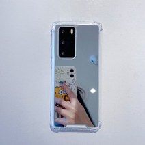 미러커버 빗물 커버 사이드 가죽 데시보드 화웨이 노바 미러 아크릴 전화 범퍼 케이스 7 8 6 SE 커버 P50, 01 silver