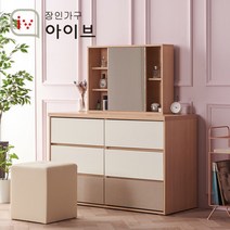 [장인가구] 유니코 그레이 1200 빅와이드 3단 서랍장+수납거울+스툴, 색상:그레이