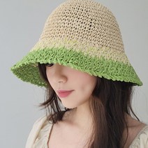 이코마켓 화사한 여성 여름 밀짚 벙거지모자 라피아햇 바캉스 비치 여행 휴가 여자 버킷햇 페도라 챙모자