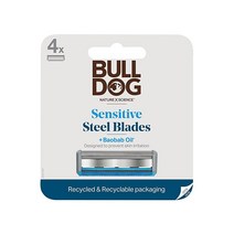 Bulldog Mens Skincare and Grooming 남성용 오리지널 면도날 리필 4개입193903, 4 Count (Pack of 1), Sensitive