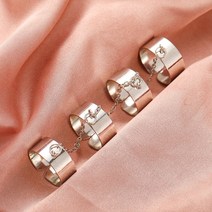 순금쌍가락지 락 힙합 체인 링 여성 멀티 레이어 조절 오픈 핑거 세트 남자 애인 커플 나비 파티 선물 쥬얼리