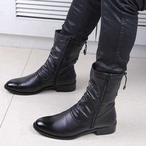 남성 가을 미들 승마부츠 가죽 오토바이 라이더 부츠