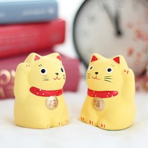 대박기원 개업선물 옐로우 냥이장식인형 2p 데코용 홈파티 매장용