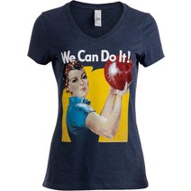 볼링유니폼 볼링티셔츠 볼링티 Rosie The Bowler | 재미있는 볼링공 팀 유니폼 브이넥 티셔츠 여성용