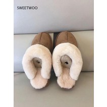 SWEETWOO 여성 천연모피 양모슬리퍼