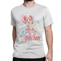 남자빅사이즈반팔티 Madoka Magica 남성 여성 힙스터 티셔츠 크루넥 귀여운 애니메이션 마법 소녀 티 반팔 의류 플러스 사이즈