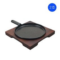 시둥마켓 +[시둥마켓]+_ 업소용받침대 팬받침대 가게냄비받침 업소용철판받침대 가정용냄비받침, 통주물 원형후라이 주물 무쇠팬 목판받침대 세트 2