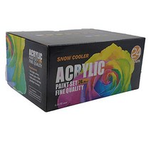 Acrylic Paint Set 24 Colours 20ml Perfect for Canvas Wood Fabric Leather Cardboard Paper MDF, 1