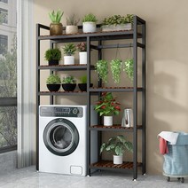 세탁기 랙 발코니 스토리지 랙 욕실 다용도실 스토리지 롤러 선반, 옵션, 24.120X35X170 블랙 탄화