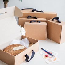 크라프트 손잡이 선물상자(C형+파도간지/10매) 종이박스제작 포장 끈상자 답례품 접이식 병 행사, 감색