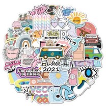 올리브파티 감성 캐리어 노트북 여행 방수 스티커 50P 세트, 1세트, 데이지B