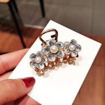우아함 크리스탈 진주 헤어 발톱 여성용 헤어 액세서리 꽃 모조 다이아몬드 헤어핀 수제 헤어 클립