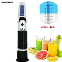 Brix 굴절계 휴대용 설탕 레벨 테스트 미터 식품 과일 음료 brix 함량 atcbrix 범위 0 32의 homebrew 도구, 없음
