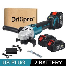각도절단기 슬라이딩 스탠드 drillpro 125mm m14 브러시리스 전기 앵글 그라인더 4 스피드 커팅 머신 makita 18v 배터리 용 리튬 배터리 전원 도구, 우리 플러그 2 배터리