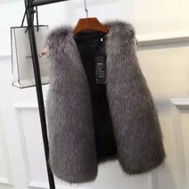 여성 페이크 퍼 조끼 베스트 S-4XL
