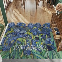 유화 현관호텔식러그 카페트 대형 침실 심플 유럽풍 프리미엄, 120X160cm, D.파란꽃 (가로형)