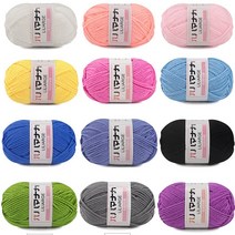 Everyshine 다양한 색깔의 아 면화 털실 12p, 01