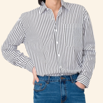 30대 40대 남성 스트라이프 셔츠 정장 면 남방 데이트룩 화이트 블랙 네이비 스카이