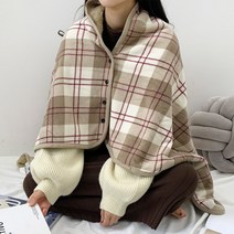 똑딱이 털 안감 극세사 따뜻한 차량용 차박 겨울 어깨 망토 무릎 숄 담요 bb4033