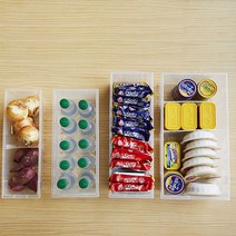 올유리빙 냉장고 정리 트레이 서랍 칸막이 팬트리 수납 함 다용도 투명 주방 라면 싱크대 2개 4개, 기본-4개
