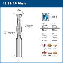 XCAN 플랫 엔드 밀 6mm 섕크 2 플루트 나선형 밀링 커터 CNC 라우터 비트 목재 조각 카바이드 밀, 29 12x45x90