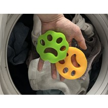 자취공감 실리콘 먼지제거 반려동물 머리카락 털 드럼 세탁 흡착 청소 물세척 빨래 재사용, 멍멍이(그린)