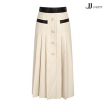 JJ지고트 배색 턱 플리츠 레더 스커트 GM2A0SK22