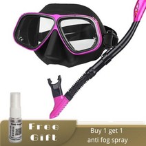 다이빙 마스크 잠수 스노쿨링프리 다이빙 마스크 세트 김서림 방지 성인용 고글 수영 안경, 01 Purple Purple-T Set