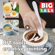 커피아트펜 라떼아트 에칭펜 크리 에이 티브 전기 라떼 아트 펜 커피 케이크 스파이스 펜 케이크 장식 펜 커피 조각 펜 베이킹 과자 도구 스텐실, 초록