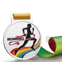 러닝 러너 골드 메달 트로피 상 목 리본 익스프레스 다양한 기념품 학교 스포츠 제작, customized content, Silver medal D